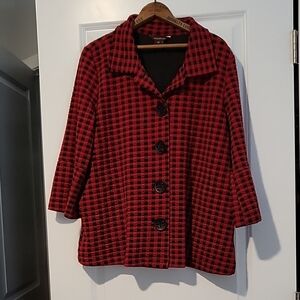 Multiples Red and Black Plaid Women's Blazer